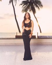 Stunning Kusha Kapila in a Black Skirt and Bralette Crop Top Pictures 04
