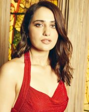 Stunning Kusha Kapila in a Red Sequined Dress with Halter Neckline Pictures 01