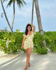 Stunning Nikita Sharma Cleavage in a Floral Bodycon Mini Dress Photos 02