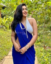 Stunning Nikita Sharma in a Blue Saree with White Blouse Photos 02 Stunning Nikita Sharma in a Blue Saree with White Blouse Photos 02