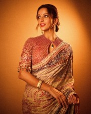 Vicky Vidya Ka Woh Wala Video Heroine Tripti Dimri in a Maroon and Blue Embellished Ajrakh Saree Photos 06 Vicky Vidya Ka Woh Wala Video Heroine Tripti Dimri in a Maroon and Blue Embellished Ajrakh Saree Photos 06