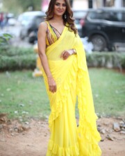 Actress Kashishh Rajput in a Yellow Saree with a Sleeveless Blouse Photos 15