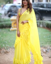 Actress Kashishh Rajput in a Yellow Saree with a Sleeveless Blouse Photos 20