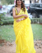 Actress Kashishh Rajput in a Yellow Saree with a Sleeveless Blouse Photos 22
