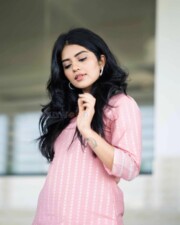 Actress Megha Shetty in a Striped Kurta Photos 01