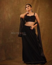 Beautiful Megha Shetty in a Black Embroidered Lehenga Set Photos 04