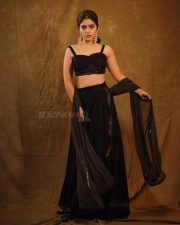 Beautiful Megha Shetty in a Black Embroidered Lehenga Set Photos 06