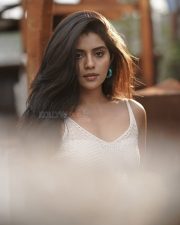 Beautiful Megha Shetty in a White Sleeveless Dress Photos 07