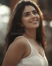 Beautiful Megha Shetty in a White Sleeveless Dress Photos 08