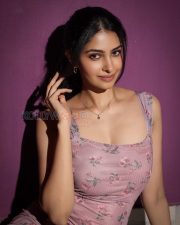 Charming Actress Manasa Varanasi in a Pink Floral Off shoulder Dress Photos 03