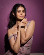 Charming Actress Manasa Varanasi in a Pink Floral Off shoulder Dress Photos 04