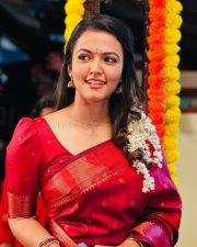 Heroine Aparna Das in a Red Kanchipuram Silk Saree Photos 03