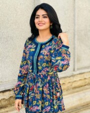 Stylish Megha Shetty in a Floral Printed Kurti Photos 01