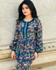 Stylish Megha Shetty in a Floral Printed Kurti Photos 04