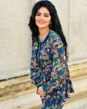 Stylish Megha Shetty in a Floral Printed Kurti Photos 05