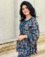 Stylish Megha Shetty in a Floral Printed Kurti Photos 06