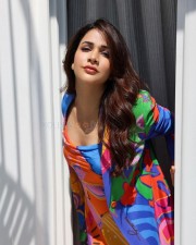 Beautiful Lavanya Tripathi in a Colourful Midi Dress with a Blazer Pictures 02