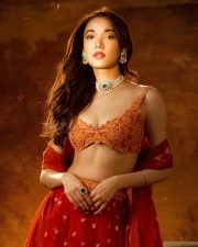 Actress Medha Shankr in a Traditional Orange Lehenga with Gold Floral Embroidery Photos 02