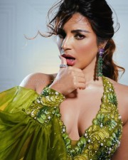 Actress Shama Sikander in a Vibrant Green Sequined Dress Photos 02