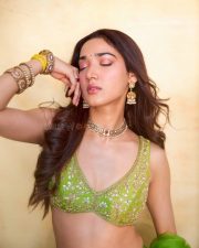 Ginny Wedss Sunny 2 Actress Medha Shankr in a Vibrant Parrot Green Lehenga Skirt with an Embellished Bralette Blouse Pictures 01