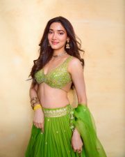 Ginny Wedss Sunny 2 Actress Medha Shankr in a Vibrant Parrot Green Lehenga Skirt with an Embellished Bralette Blouse Pictures 02