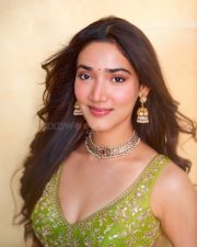 Ginny Wedss Sunny 2 Actress Medha Shankr in a Vibrant Parrot Green Lehenga Skirt with an Embellished Bralette Blouse Pictures 03