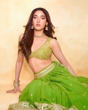 Ginny Wedss Sunny 2 Actress Medha Shankr in a Vibrant Parrot Green Lehenga Skirt with an Embellished Bralette Blouse Pictures 05