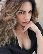 Hot Shama Sikander Cleavage in a Black Dress with Lace Bra Photos 04 Hot Shama Sikander Cleavage in a Black Dress with Lace Bra Photos 04