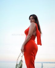 Sexy Shama Sikander in a Red One Shoulder Backless Bodycon Dress Pictures 01