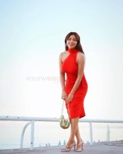 Sexy Shama Sikander in a Red One Shoulder Backless Bodycon Dress Pictures 03