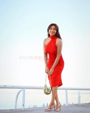 Sexy Shama Sikander in a Red One Shoulder Backless Bodycon Dress Pictures 03