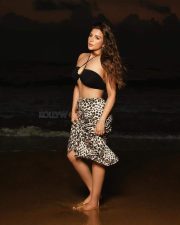 Sizzling Hot Shama Sikandar in a Black Halter Neck Bikini Top and Leopard Printed Skirt Photos 02