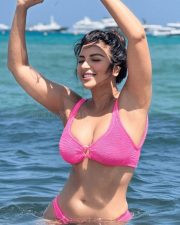 Sizzling Shama Sikander in a Pink Two Piece Swimsuit Pictures 01