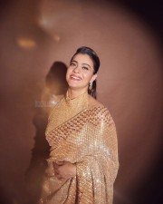 Actress Kajol in a Embellished Golden Saree Photoshoot Pictures 01