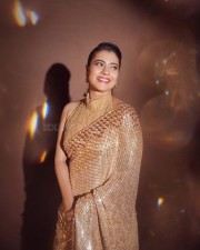 Actress Kajol in a Embellished Golden Saree Photoshoot Pictures 03