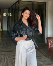 Attractive Punjabi Model Yesha Sagar in a Cropped Black Leather Biker Jacket with a Wide Leg Ivory Trousers Photos 01 Attractive Punjabi Model Yesha Sagar in a Cropped Black Leather Biker Jacket with a Wide Leg Ivory Trousers Photos 01