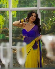 Beautiful Kanika Mann in a Yellow and Blue Saree Photos 04