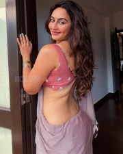 Beguiling Actress Megha Shukla in a Lavender Chiffon Saree and Mauve Floral Blouse Photos 01 Beguiling Actress Megha Shukla in a Lavender Chiffon Saree and Mauve Floral Blouse Photos 01