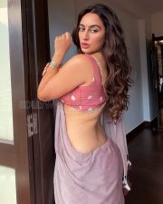 Beguiling Actress Megha Shukla in a Lavender Chiffon Saree and Mauve Floral Blouse Photos 03 Beguiling Actress Megha Shukla in a Lavender Chiffon Saree and Mauve Floral Blouse Photos 03