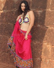 Bold Megha Shukla in a Colorful Bra and Red Skirt Photos 02