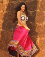 Bold Megha Shukla in a Colorful Bra and Red Skirt Photos 04