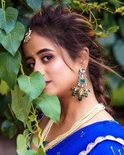 Chaitra Vasudevan in a Blue Half Saree Photoshoot Pictures 01