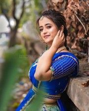 Chaitra Vasudevan in a Blue Half Saree Photoshoot Pictures 02