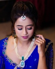 Chaitra Vasudevan in a Blue Half Saree Photoshoot Pictures 03