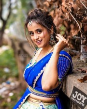 Chaitra Vasudevan in a Blue Half Saree Photoshoot Pictures 04
