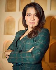 Dragon Actress Kajol in a Forest Green Plaid Skirt Suit Photos 02