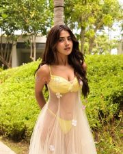 Enchanting Actress Roshni Walia in a Yellow Bustier And Sheer Tulle Skirt Photos 03