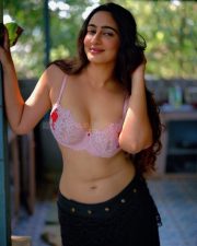 Erotic Megha Shukla in a Light Purple Lace Bra and Black Wrap Around Skirt Photos 04