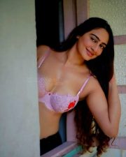 Erotic Megha Shukla in a Light Purple Lace Bra and Black Wrap Around Skirt Photos 05