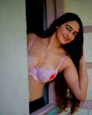 Erotic Megha Shukla in a Light Purple Lace Bra and Black Wrap Around Skirt Photos 05